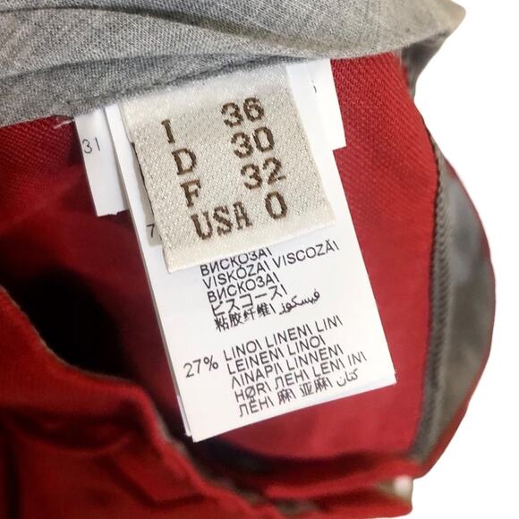 Brunello Cucinelli Red Linen Blend Tapered Leg High Rise Pleated Trousers Size 0 - Picture 10 of 11